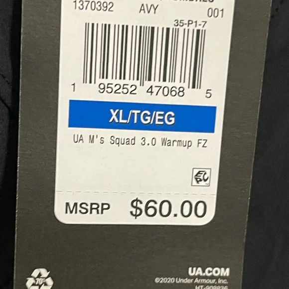 Under Armour Men’s Squad 3.0 Warmup Full-zip Black Loose Fit Jacket -NWT XL - Picture 3 of 4